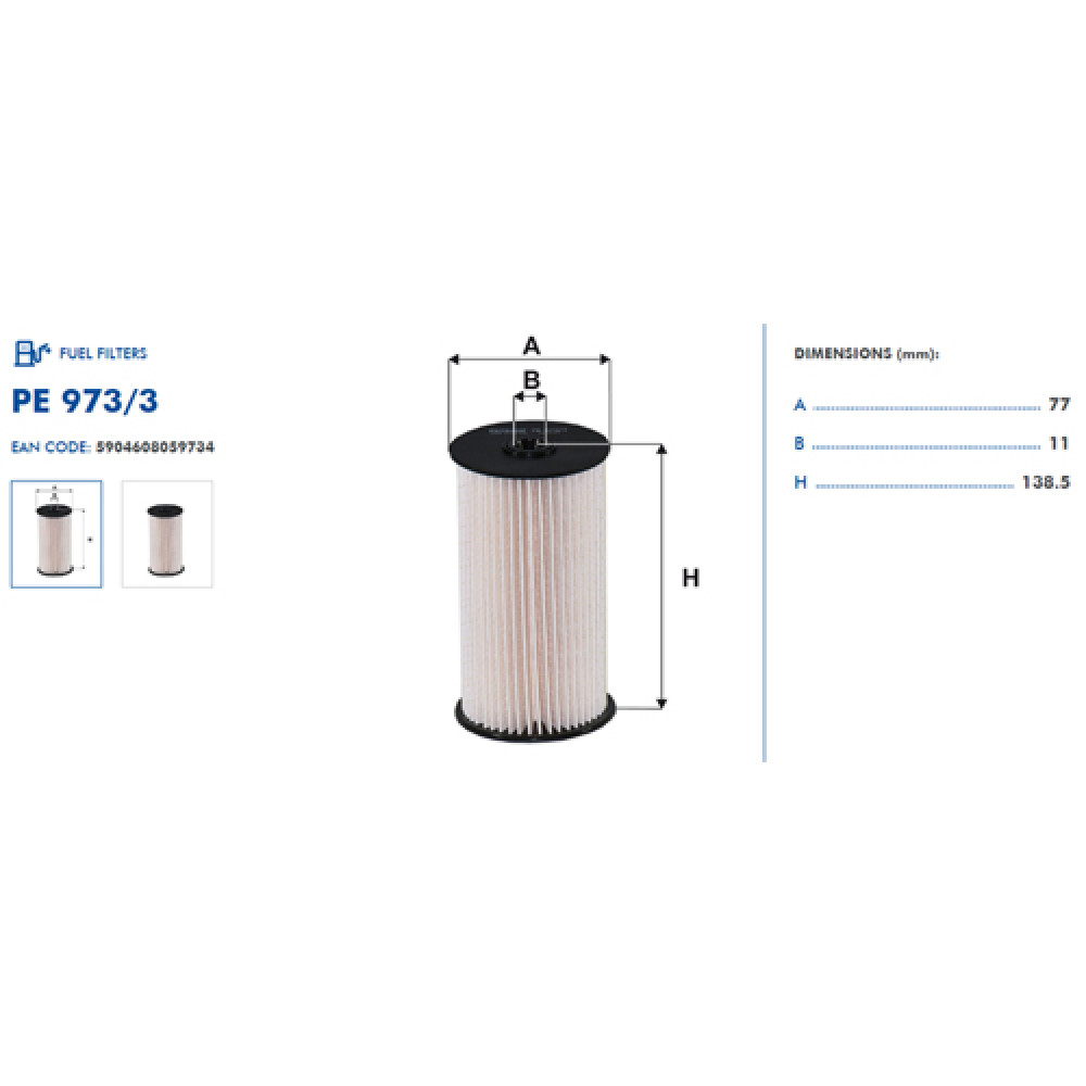 PE973/3 Топливный фильтр FILTRON (analogi WF8388, KX220D, PU825x)