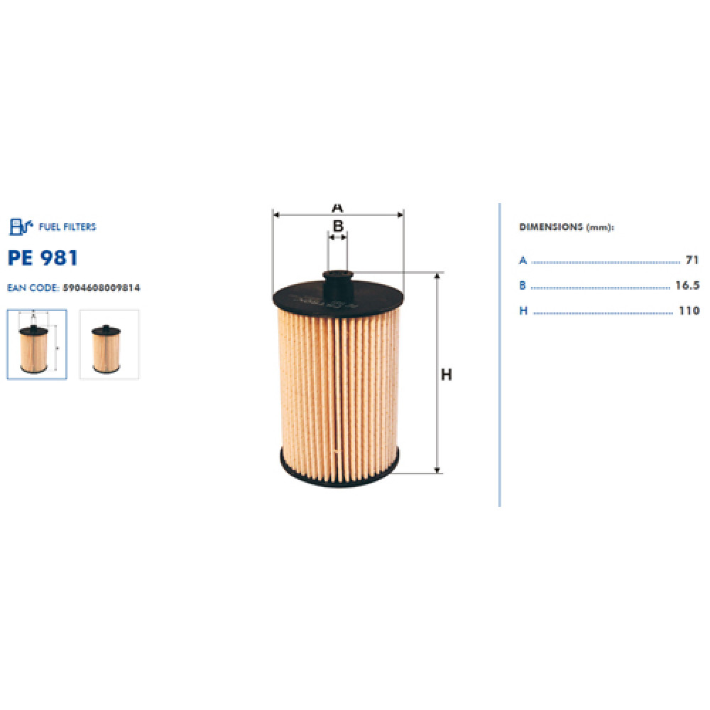 PE981 Degvielas filtrs FILTRON (analogi WF8323, KX226D, PU823x)