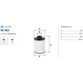 PE982 kütusefilter FILTRON (analoogid WF8366, KX208D, PU723x)