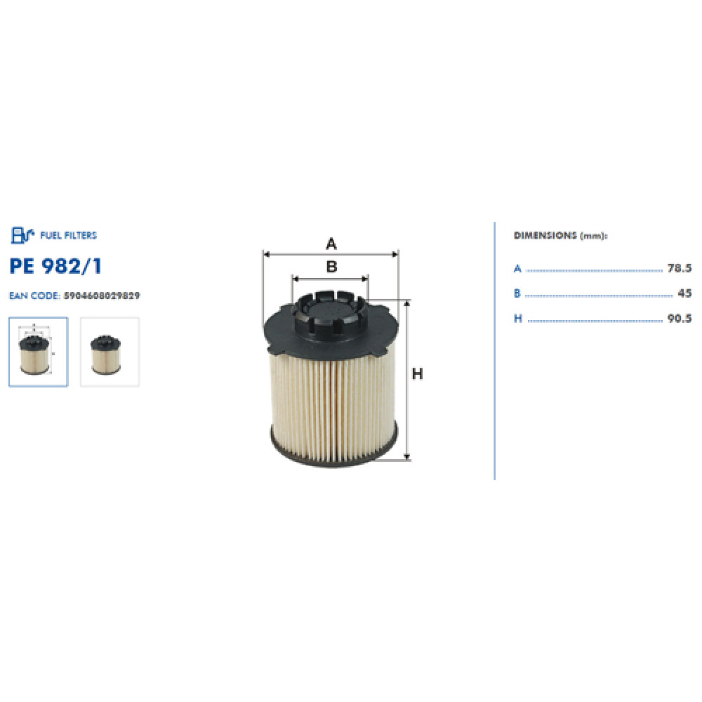PE982/1 Топливный фильтр FILTRON (analogi WF8428, KX265, ADG02369, PU9001x)