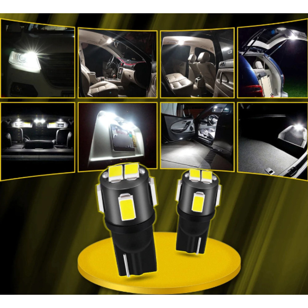 W5W balta W5W 12V - T10 LED 6 diožu auto spuldze. Lampa gabarita lukturiem un salonam W5W balta W5W 12V - T10 LED 6 diožu auto spuldze. Lampa gabarita lukturiem un salonam